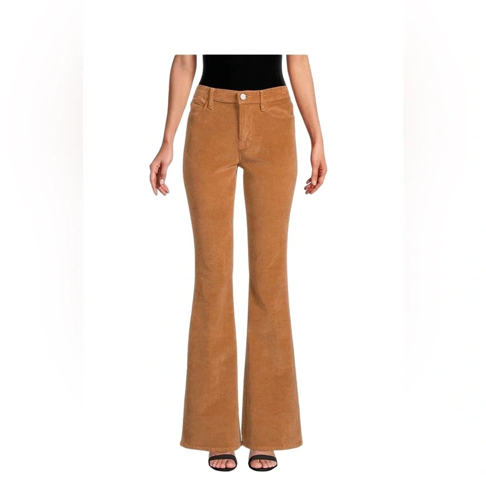 NEW FRAME Latte Tan Corduroy Le High-Rise Flare Leg Jeans Size 34 - Picture 1 of 13